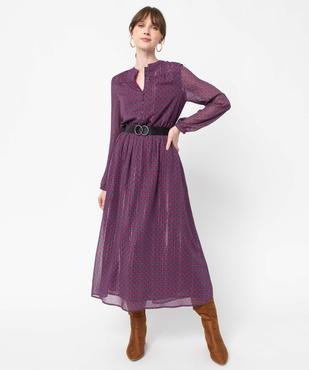 Robe femme en voile à manches longues avec ceinture à boucle vue1 - GEMO(FEMME PAP) - GEMO