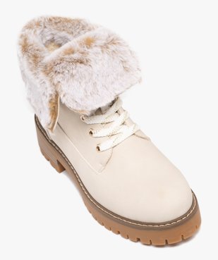Boots femme fourrées à col duveteux retourné et  épaisse semelle crantée vue6 - GEMO (CASUAL) - GEMO
