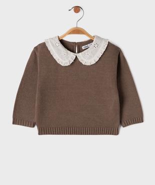 Pull à col Claudine en broderie anglaise fille vue1 - GEMO 4G BEBE - GEMO