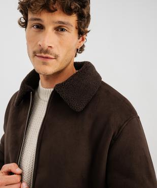 Blouson esprit aviateur en suédine doublée sherpa homme vue2 - GEMO (HOMME) - GEMO