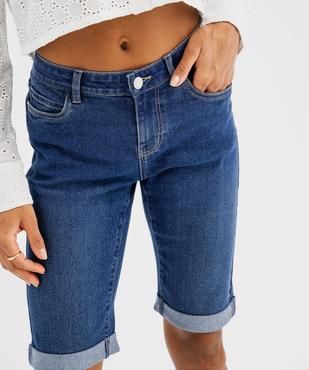 Bermuda en jean extensible à revers femme vue2 - GEMO(FEMME PAP) - GEMO