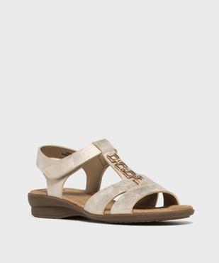 Sandales confort femme avec bijou et fermeture scratch vue2 - G'FLEX - GEMO