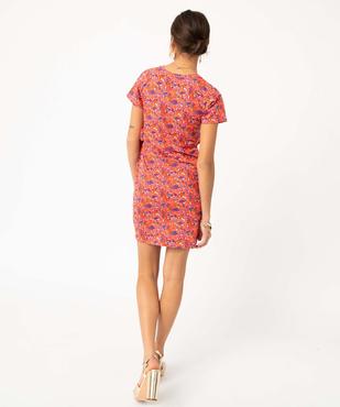 Robe tee-shirt femme à motifs fleuris avec noeud à la taille vue3 - GEMO(FEMME PAP) - GEMO