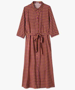 Robe longue imprimée forme chemise femme  vue4 - GEMO 4G FEMME - GEMO