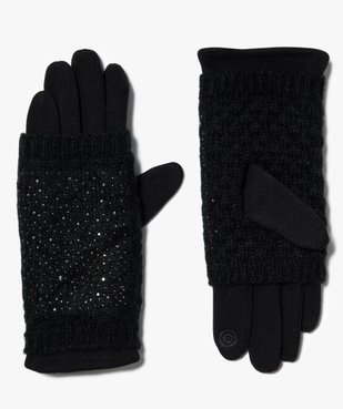 Gants et mitaines 2-en-1 avec strass vue1 - GEMO (ACCESS) - GEMO
