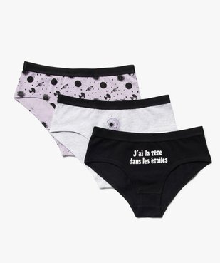 Shorties fille en coton stretch à motifs de l’espace (lot de 3) vue1 - GEMO 4G FILLE - GEMO
