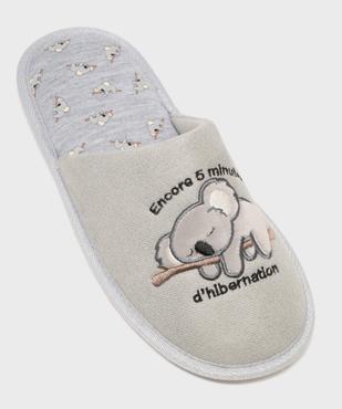 Chaussons mules en velours ras motif koala femme vue5 - GEMO(HOMWR FEM) - GEMO