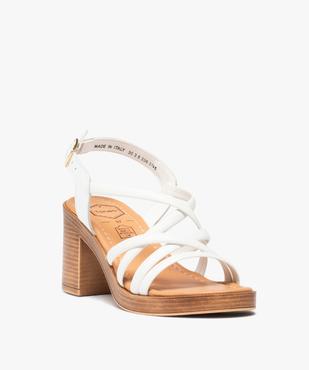 Sandales femme unies à talon carré et à fines brides croisées - Taneo vue2 - TANEO - GEMO