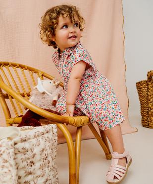 Robe à manches courtes à motifs fleuris bébé fille vue5 - GEMO 4G BEBE - GEMO