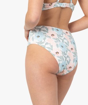 Bas de maillot de bain femme à motifs fleuris taille haute vue2 - GEMO (PLAGE) - GEMO