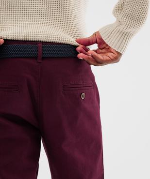 Pantalon chino en coton stretch avec ceinture tressée homme vue3 - GEMO 4G HOMME - GEMO