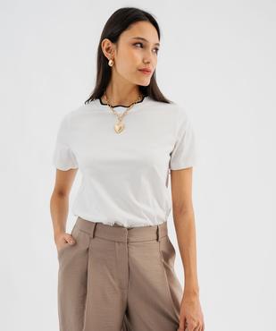 Tee-shirt manches courtes à col fantaisie femme vue1 - GEMO(FEMME PAP) - GEMO
