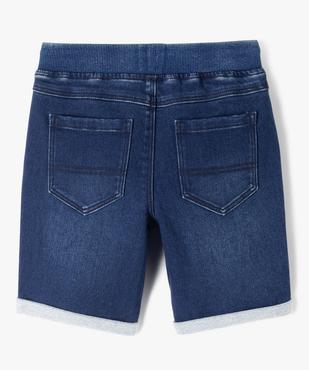 Bermuda en denim avec ceinture en bord-côte garçon vue3 - GEMO (ENFANT) - GEMO