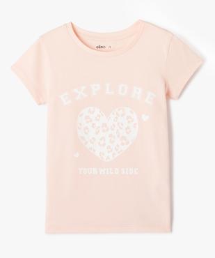 Tee-shirt fille à manches courtes avec large motif girly vue1 - GEMO (ENFANT) - GEMO