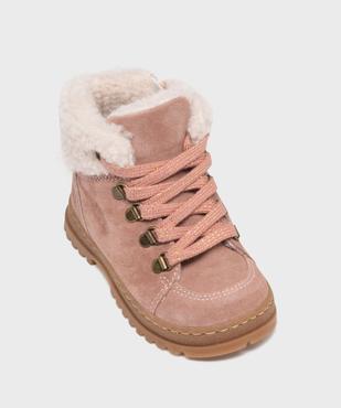 Boots bébé fille fourrées à col sherpa et dessus en cuir suédé - NA! vue13 - NA! - GEMO