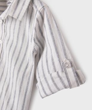 Chemise manches longues en coton rayé bébé garçon vue2 - GEMO(BEBE DEBT) - GEMO
