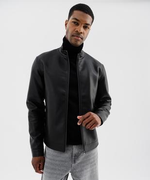Blouson en cuir imitation fermeture zippée homme vue2 - GEMO (HOMME) - GEMO