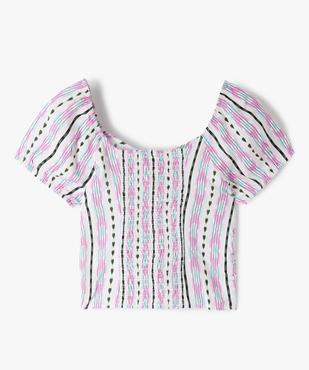 Blouse fille courte à dos smocké vue3 - GEMO (JUNIOR) - GEMO