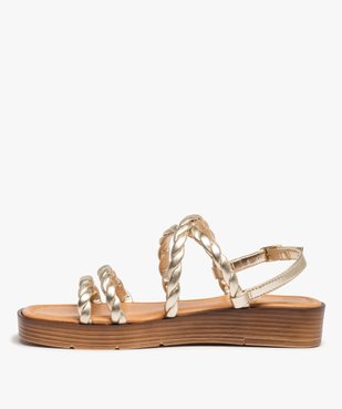 Sandales femme à brides torsadées métallisées vue3 - GEMO (CASUAL) - GEMO