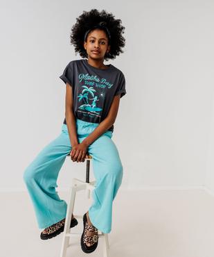 Tee-shirt crop top à manches courtes imprimé fille vue4 - GEMO 4G FILLE - GEMO