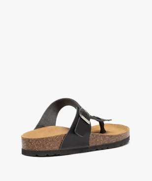 Mules femme à talon plat et bride entre-doigts en cuir vue4 - GEMO (CASUAL) - GEMO