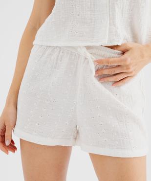 Pyjashort en gaze de coton ajourée femme - LuluCastagnette vue3 - LULUCASTAGNETTE - GEMO