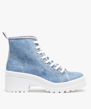 Tennis femme mid-cut en toile unie à talon et semelle crantée vue1 - GEMO (SPORTSWR) - GEMO