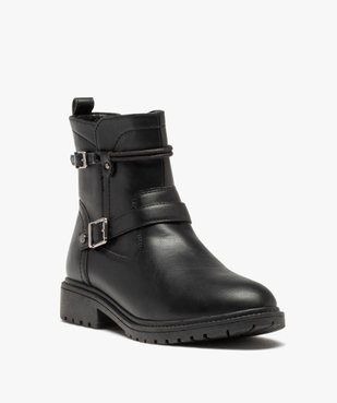 Boots femme unies à brides décoratives et talon large vue3 - GEMO (CASUAL) - GEMO