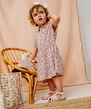 Robe à manches courtes à motifs fleuris bébé fille vue4 - GEMO 4G BEBE - GEMO