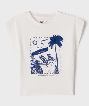 Tee-shirt manches courtes avec motif poitrine et dos fille vue2 - GEMO 4G FILLE - GEMO