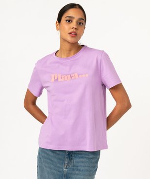 Tee-shirt manches courtes à message femme vue5 - GEMO(FEMME PAP) - GEMO