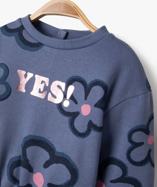 Sweat large en molleton imprimé bébé fille vue2 - GEMO(BEBE DEBT) - GEMO