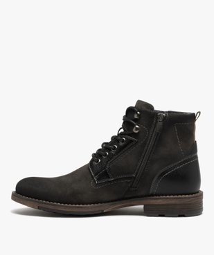 Boots bi-matières avec zip fantaisie homme vue3 - GEMO (CASUAL) - GEMO