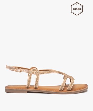 Sandales femme à talon plat et brides en cuir – Taneo vue1 - TANEO - GEMO