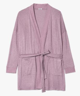 Veste d'intérieur femme grande taille en maille douce avec ceinture à nouer vue4 - GEMO(HOMWR FEM) - GEMO