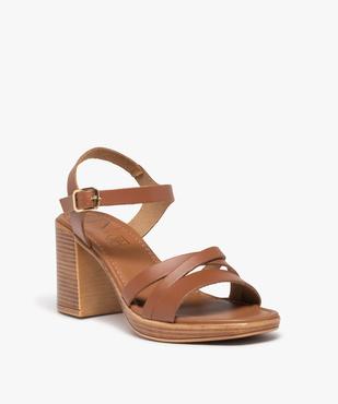 Sandales femme à talon carré dessus cuir uni - Tanéo vue2 - TANEO - GEMO