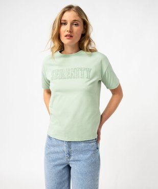 Tee-shirt à manches courte avec message brodé femme vue1 - GEMO(FEMME PAP) - GEMO