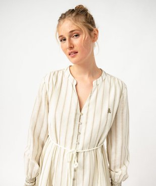 Robe chemise à manches longue rayée femme - LuluCastagnette vue2 - LULUCASTAGNETTE - GEMO