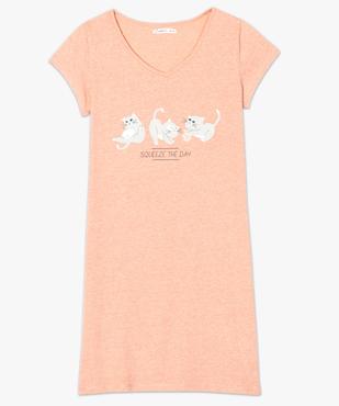 Chemise de nuit imprimée à manches courtes femme vue4 - GEMO 4G FEMME - GEMO