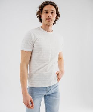 Tee-shirt manches courtes uni effet rayé homme vue1 - GEMO 4G HOMME - GEMO