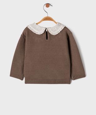 Pull à col Claudine en broderie anglaise fille vue3 - GEMO 4G BEBE - GEMO