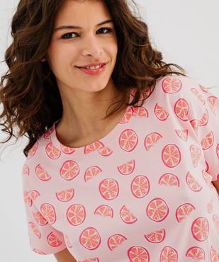 Chemise de nuit à manches courtes imprimée femme vue2 - GEMO 4G FEMME - GEMO