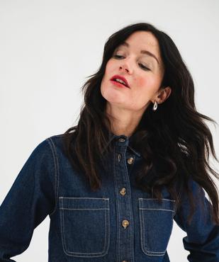 Chemise en jean en toile épaisse femme vue3 - GEMO 4G FEMME - GEMO