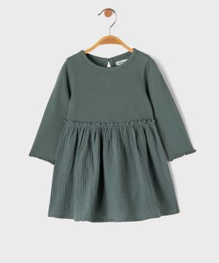 Robe manches longues bimatière bébé fille vue1 - GEMO 4G BEBE - GEMO