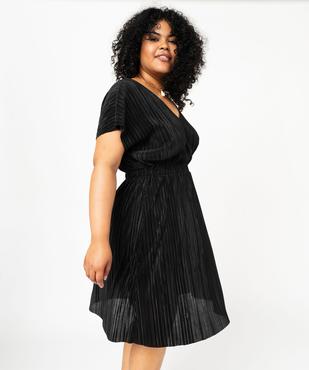 Robe manches courtes en maille plissée femme grande taille vue1 - GEMO (G TAILLE) - GEMO