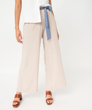 Pantalon large et fluide avec ceinture à motifs femme vue1 - GEMO(FEMME PAP) - GEMO