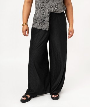Pantalon large en maille gaufrée femme grande taille vue1 - GEMO (G TAILLE) - GEMO