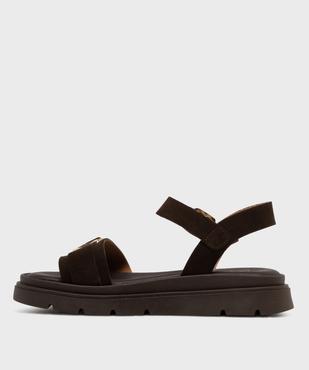 Sandales à semelle crantée dessus cuir femme - Tanéo vue3 - TANEO - GEMO