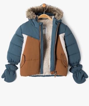 Doudoune à capuche avec moufles bébé garçon vue2 - GEMO 4G BEBE - GEMO