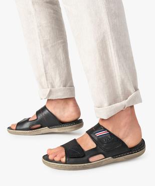 Mules homme en cuir à larges brides ajustables vue1 - GEMO (CASUAL) - GEMO